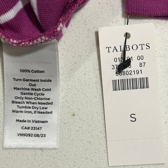 Talbots V-Neck Strafford Stripe Tee - Size Small - New With Tag - Picture 3 of 3